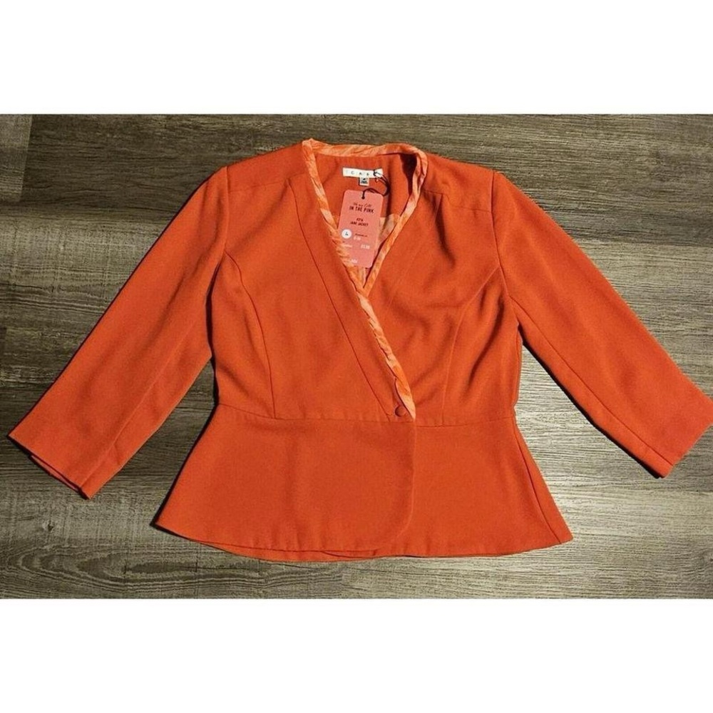 Coral Peplum 3/4 Sleeve Blazer